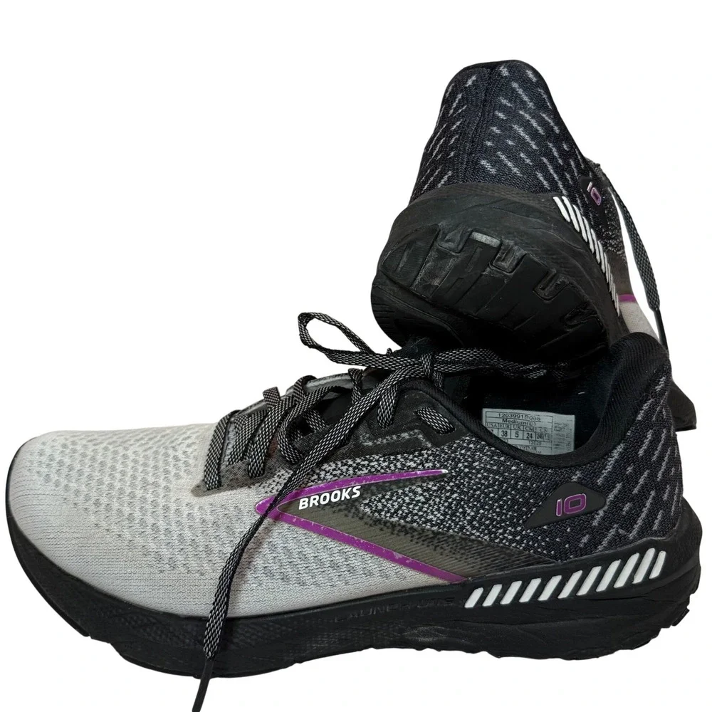 Brooks Launch GTS 10 Womens Running Shoes Black White Purple 1203991B085 Size 7 - Picture 1 of 9